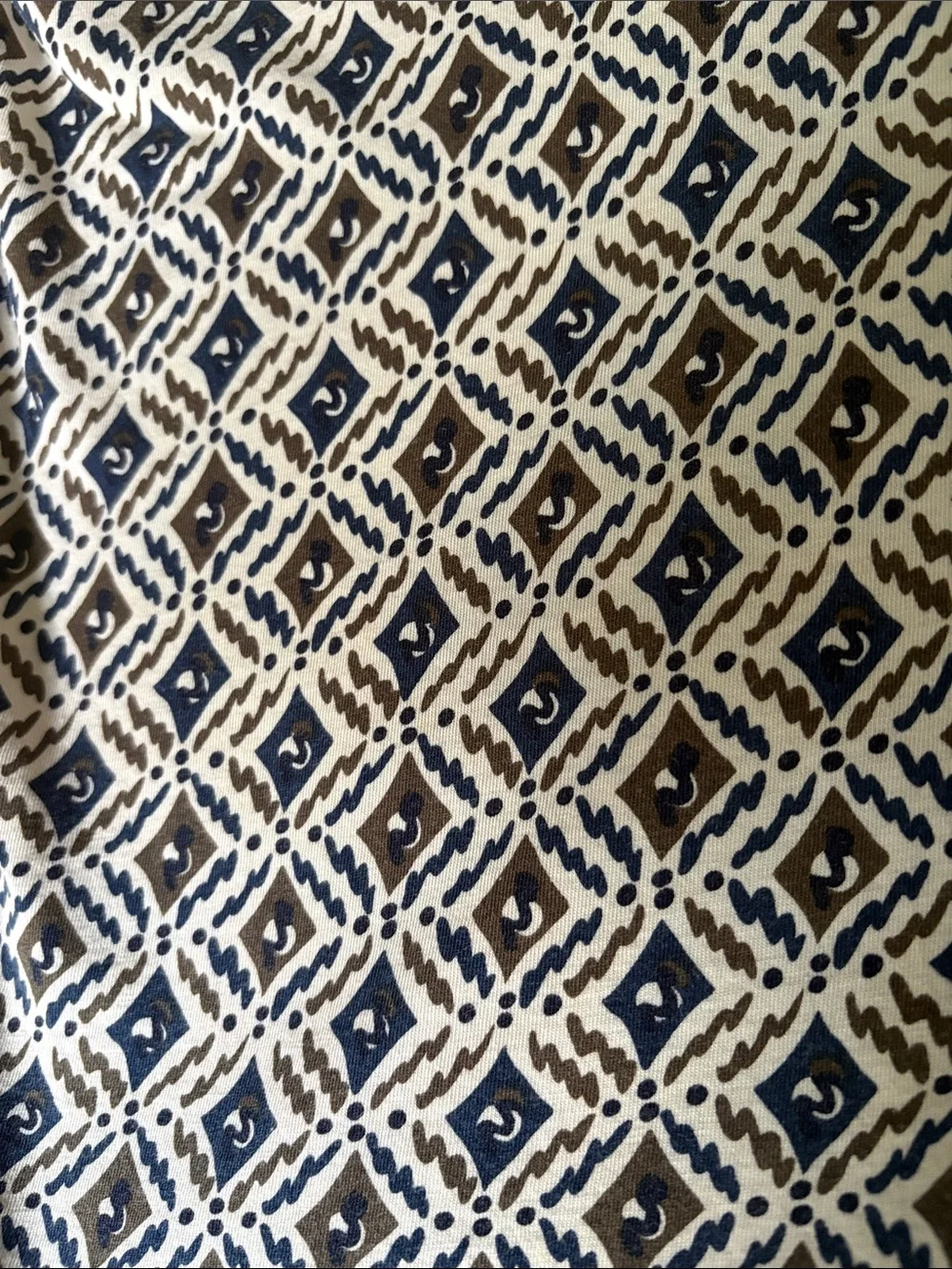 Men's Patterned Polo Shirt in Navy and Cream